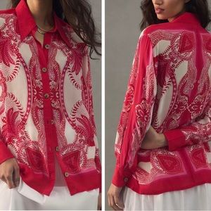 Farm Rio Printed Classic Buttondown Shirt, Size XS